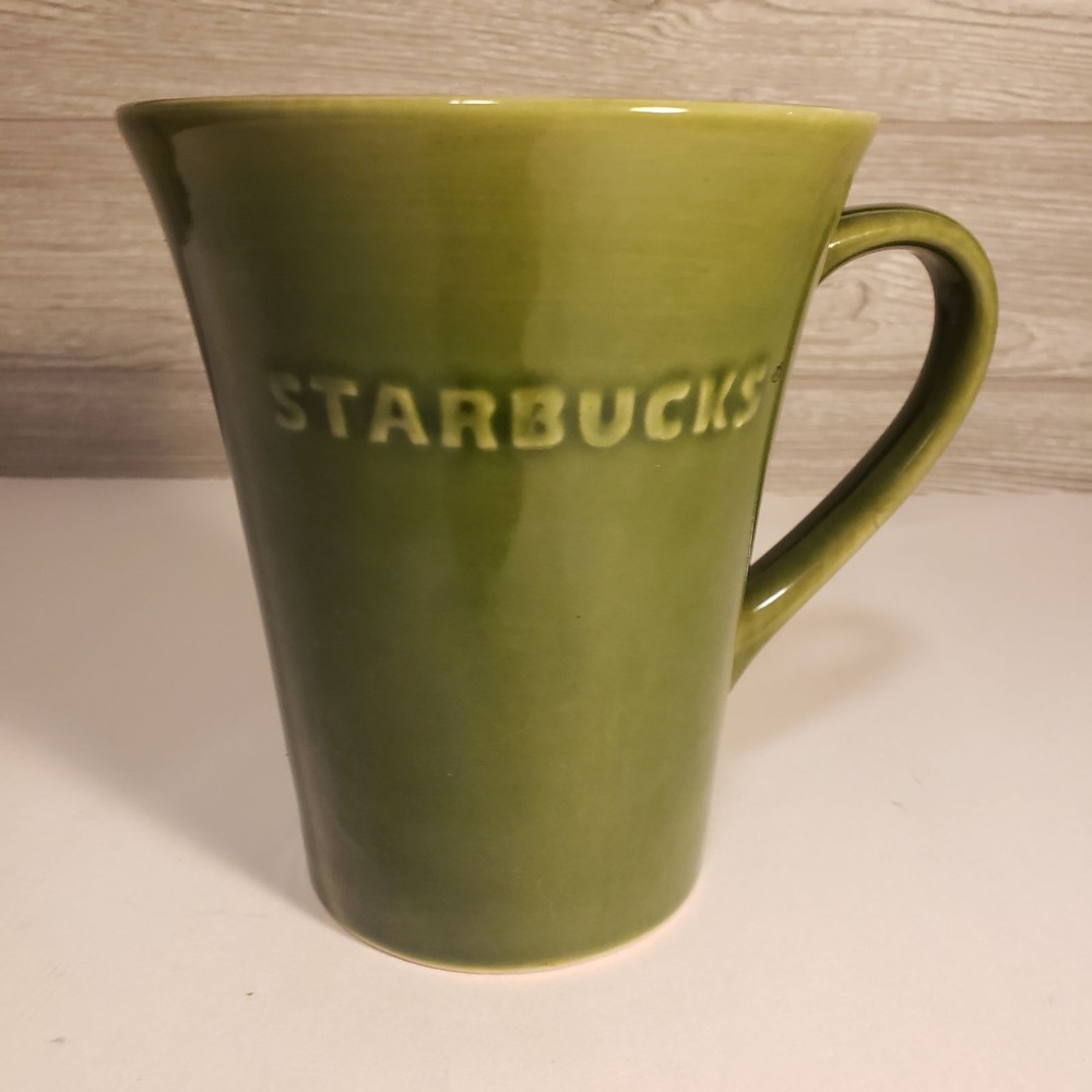Starbucks 2011 Embossed Logo Large Tall Solid Green Coffee Tea Cup Mug 21oz